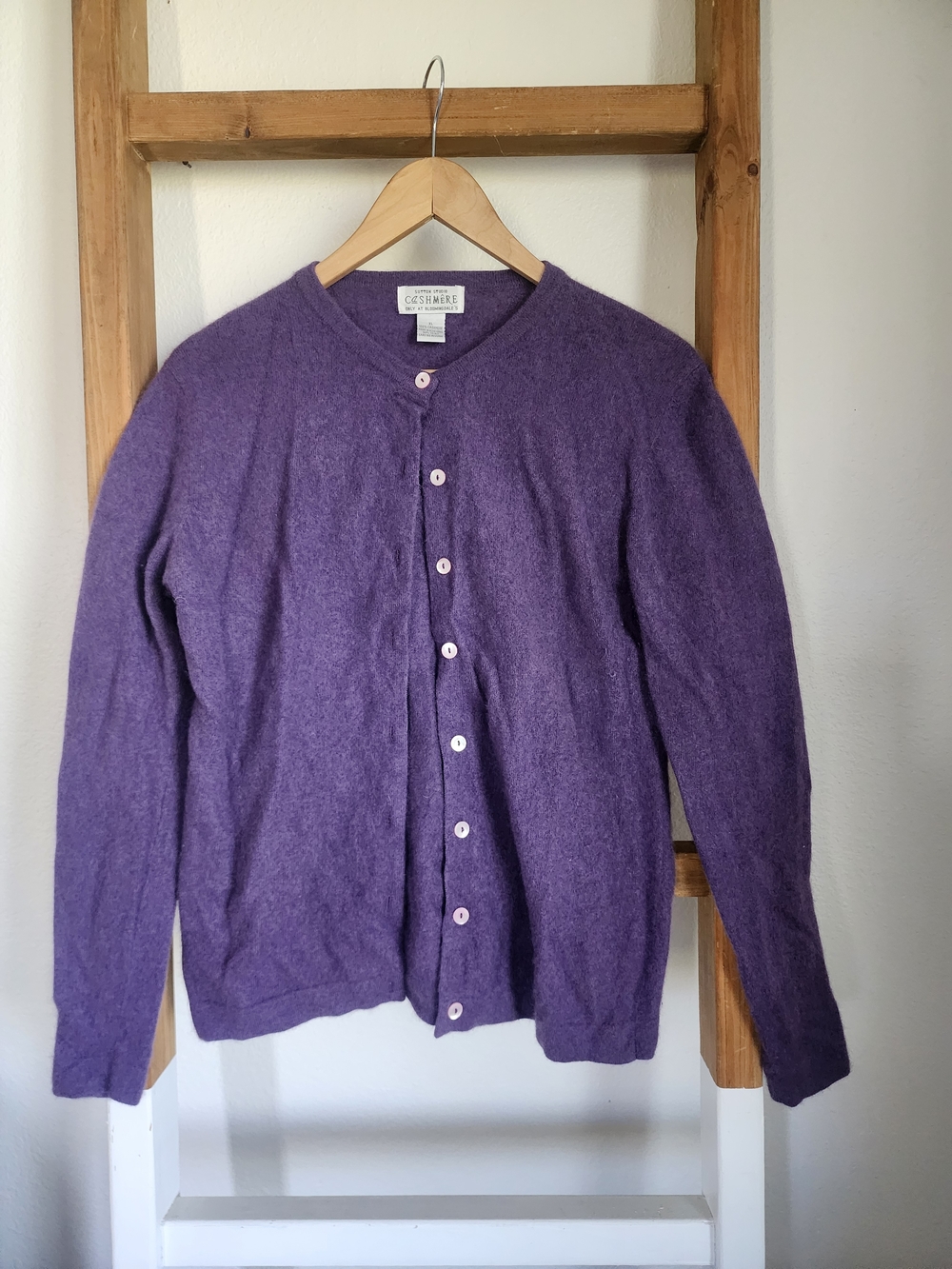 Vintage Sutton Studio Purple Button-Front Cashmere Cardigan